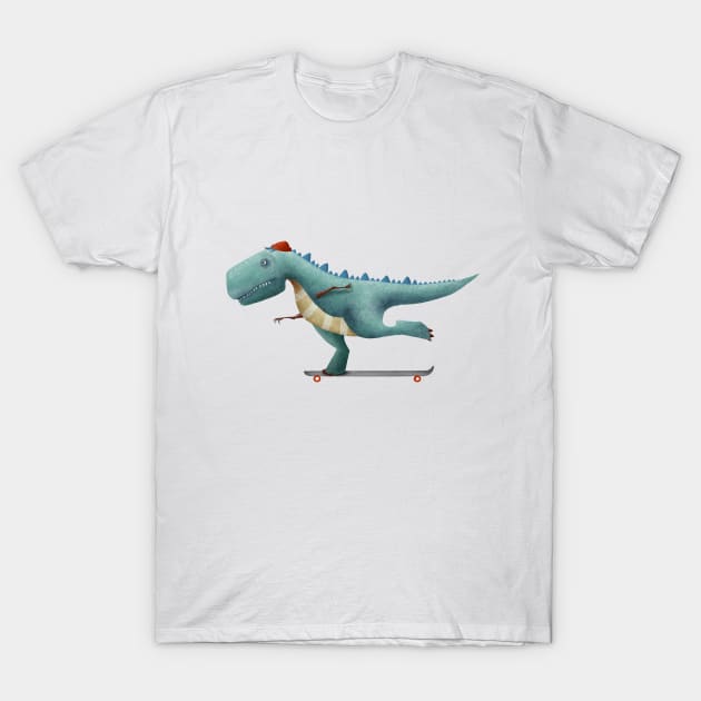 Dinosaur on a skateboard T-Shirt by Var Space
